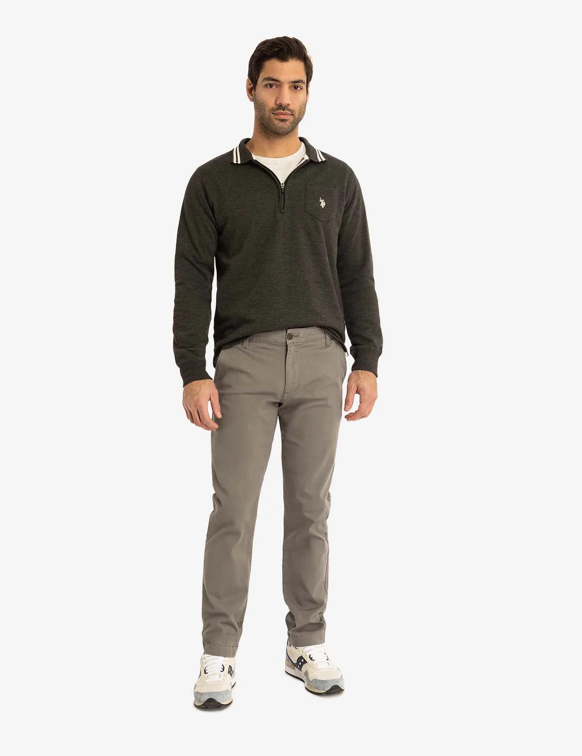 1/4 ZIP CHEST POCKET FRENCH TERRY LONG SLEEVE TOP - Image 3
