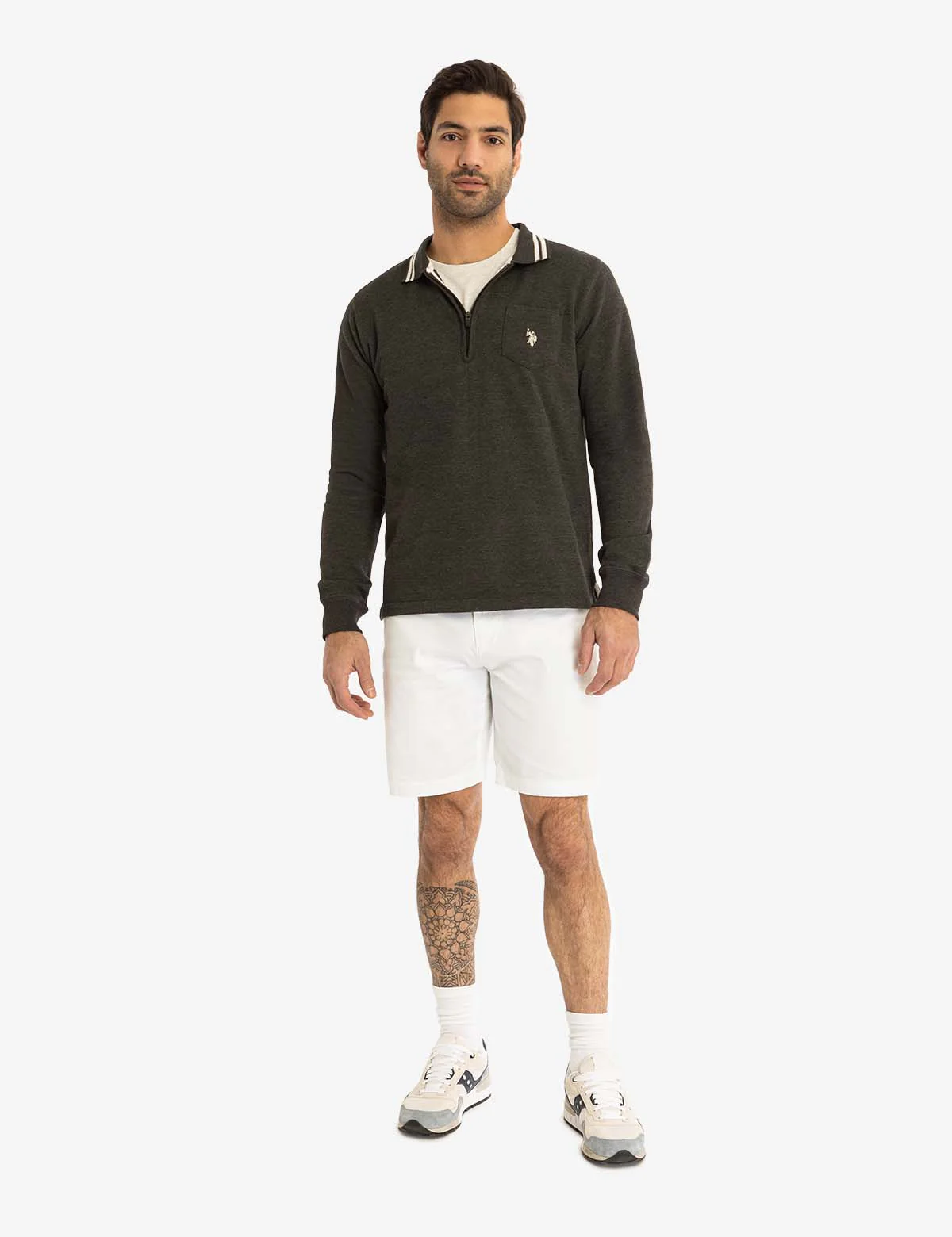 1/4 ZIP CHEST POCKET FRENCH TERRY LONG SLEEVE TOP - Image 4