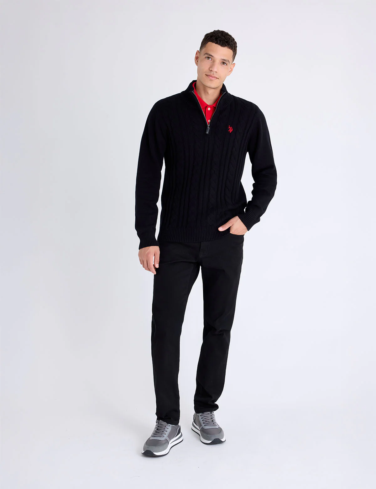 1/4 ZIP COTTON CABLE SWEATER - Image 18