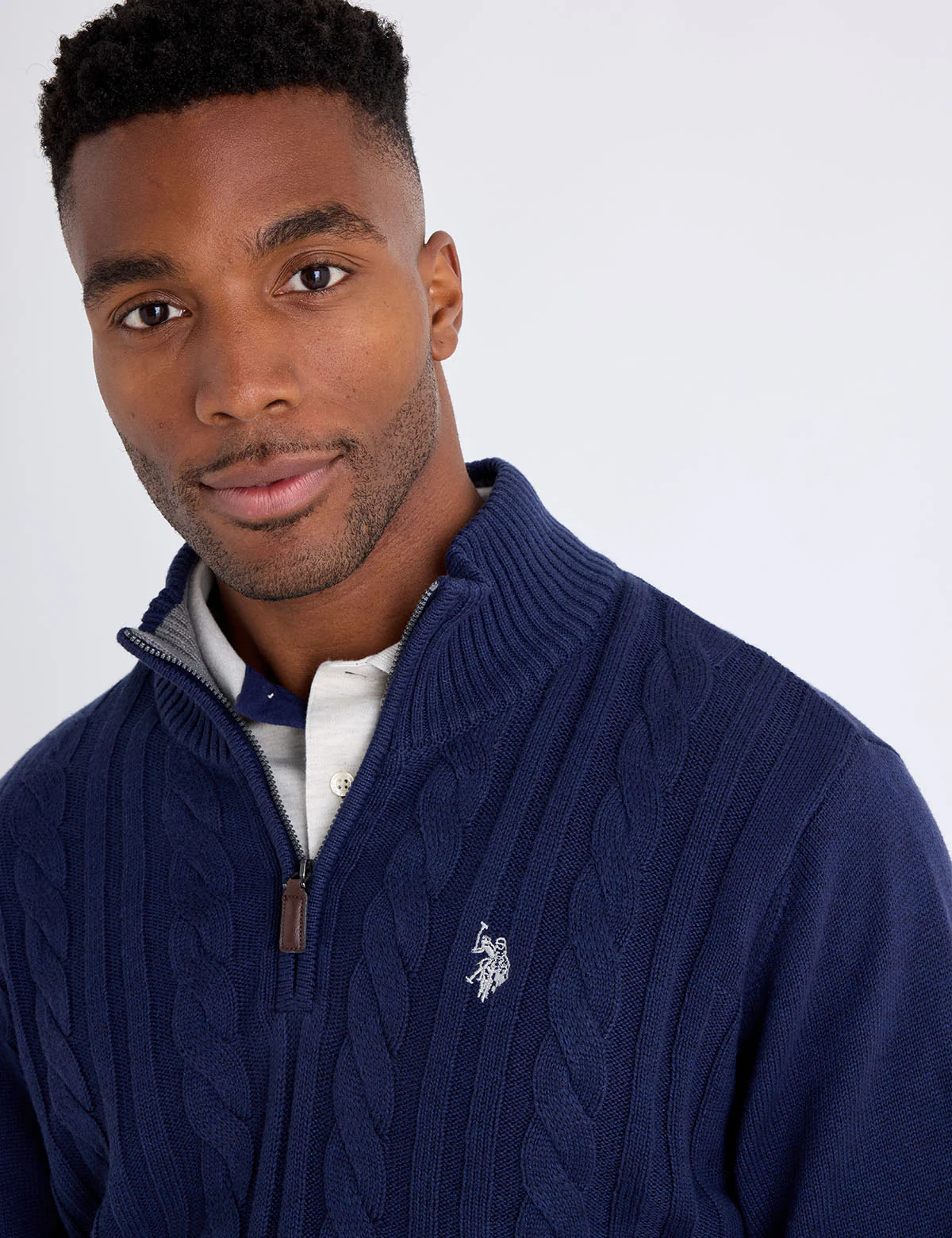 1/4 ZIP COTTON CABLE SWEATER - Image 7