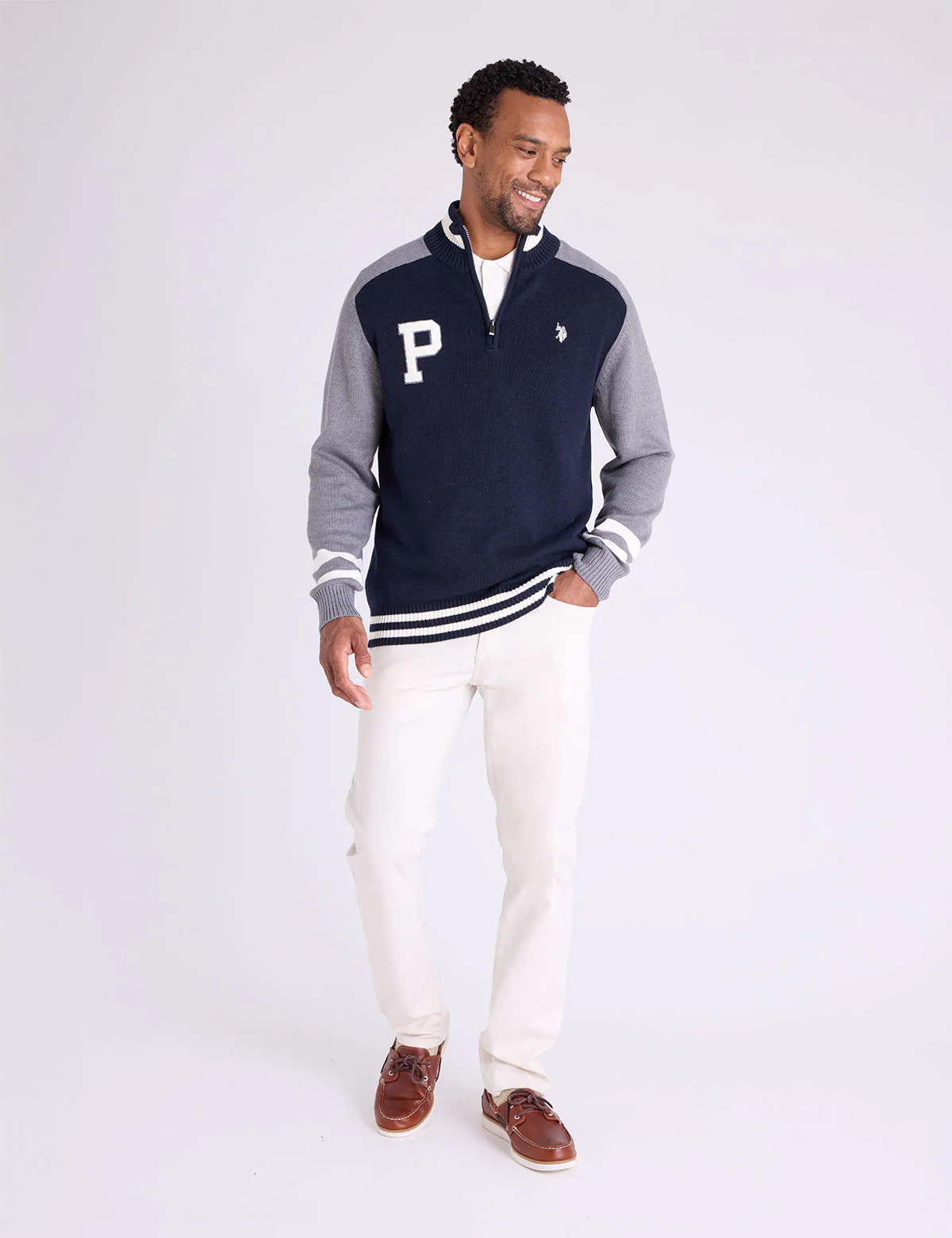1/4 ZIP PATCH VARSITY SWEATER - Image 6