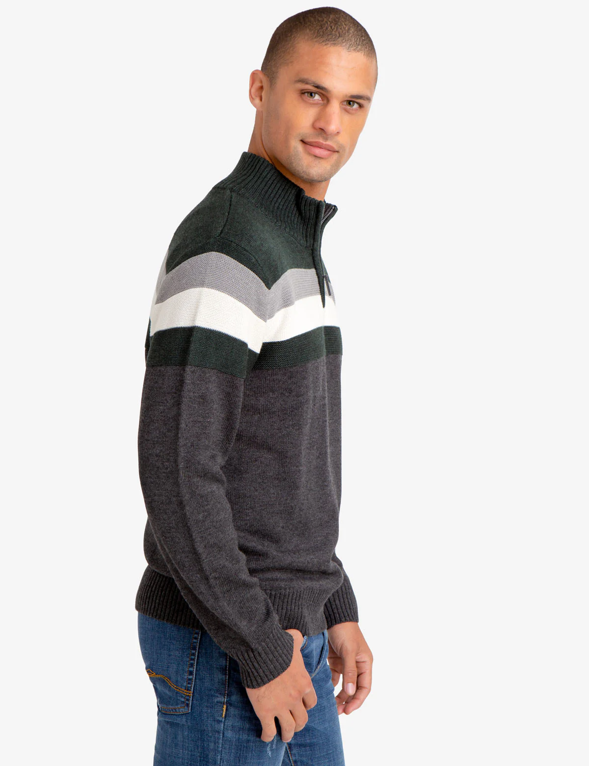 1/4 ZIP STRIPED SWEATER - Image 3