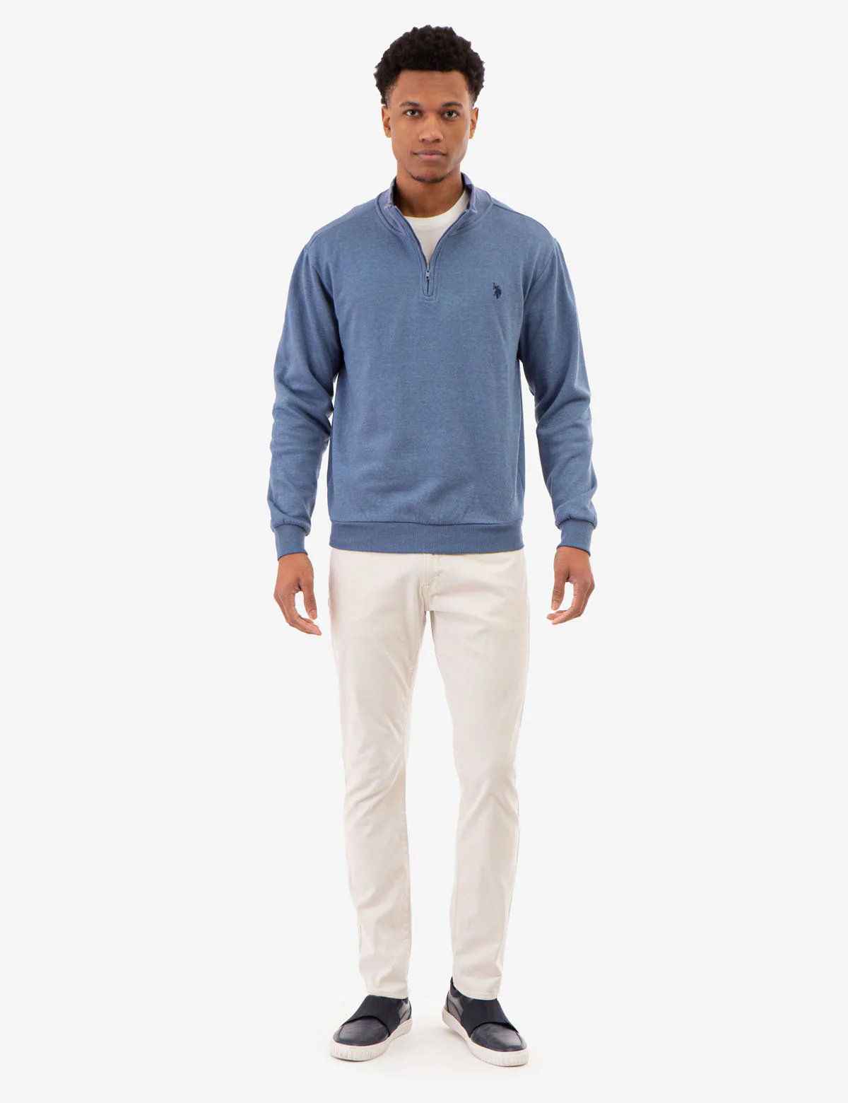 1/4 ZIP YARN DYE STRIPE MOCK NECK PULLOVER - Image 14