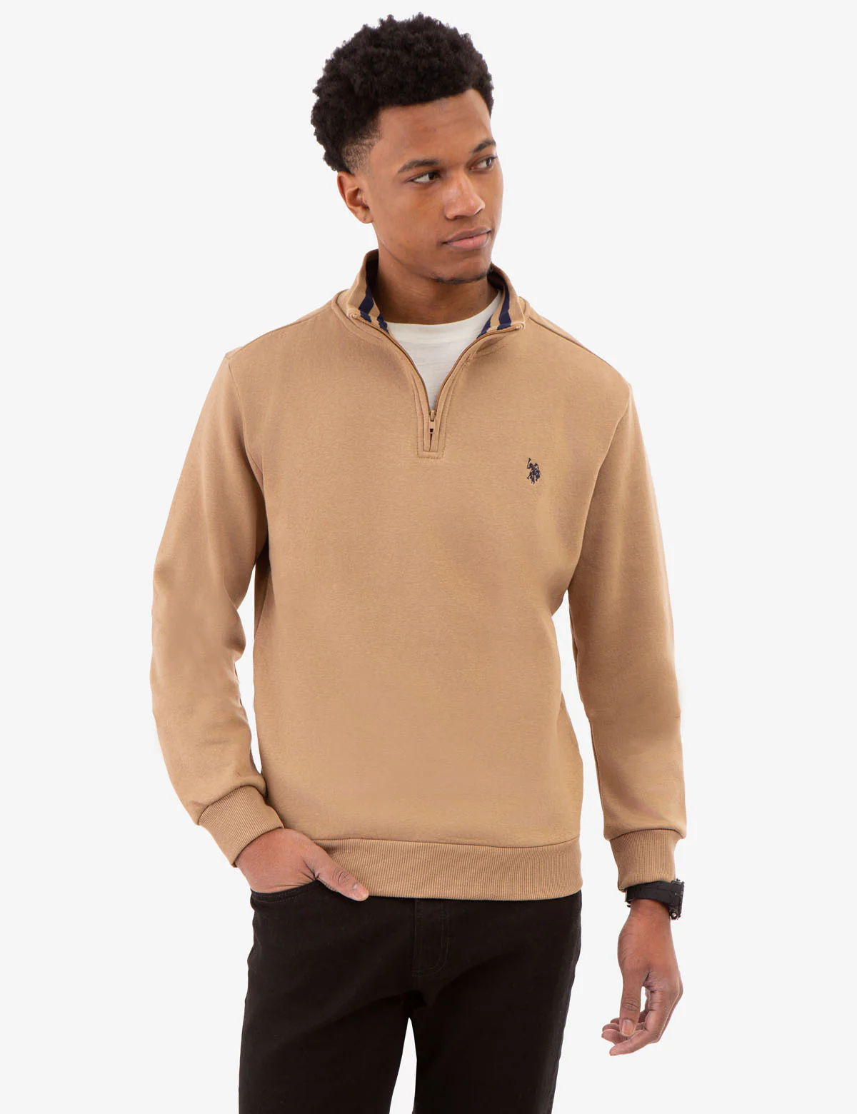 1/4 ZIP YARN DYE STRIPE MOCK NECK PULLOVER - Image 16