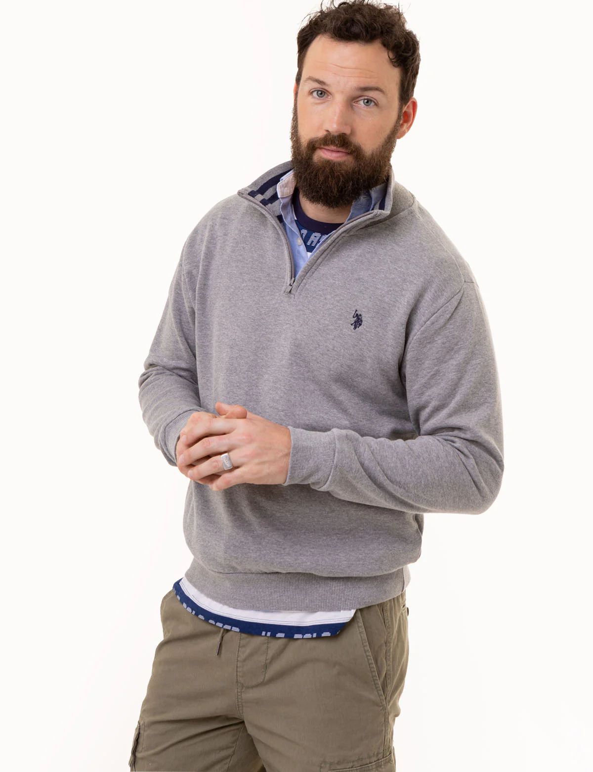 1/4 ZIP YARN DYE STRIPE MOCK NECK PULLOVER - Image 8