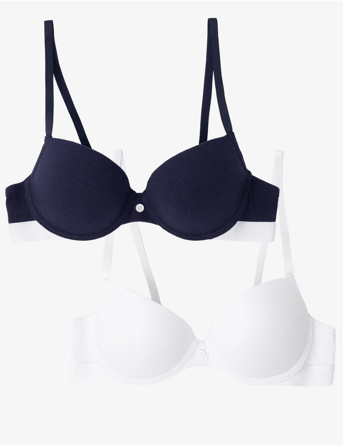 2PK RIBBED PUSH UP BRAS WITH BUTTON DETAIL - Image 3