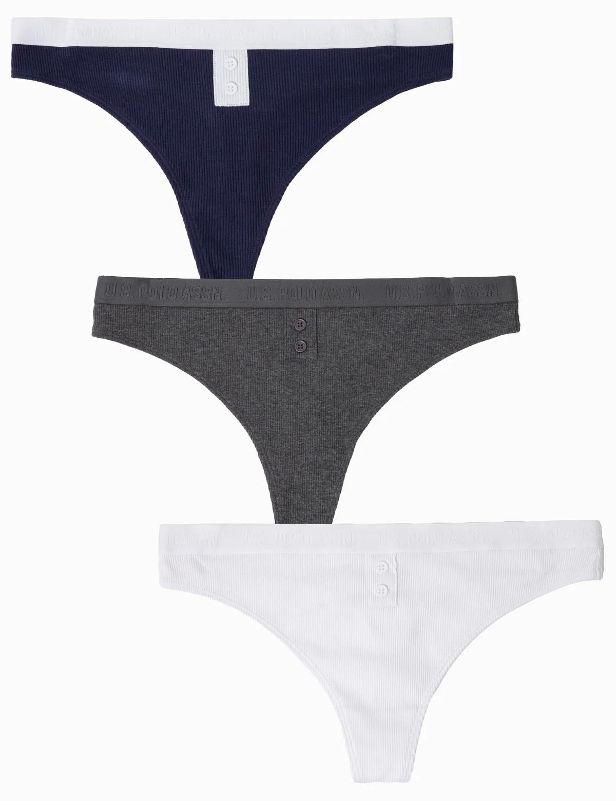 3PK ASSORTED RIBBED THONGS WITH BUTTON DETAIL - Image 6