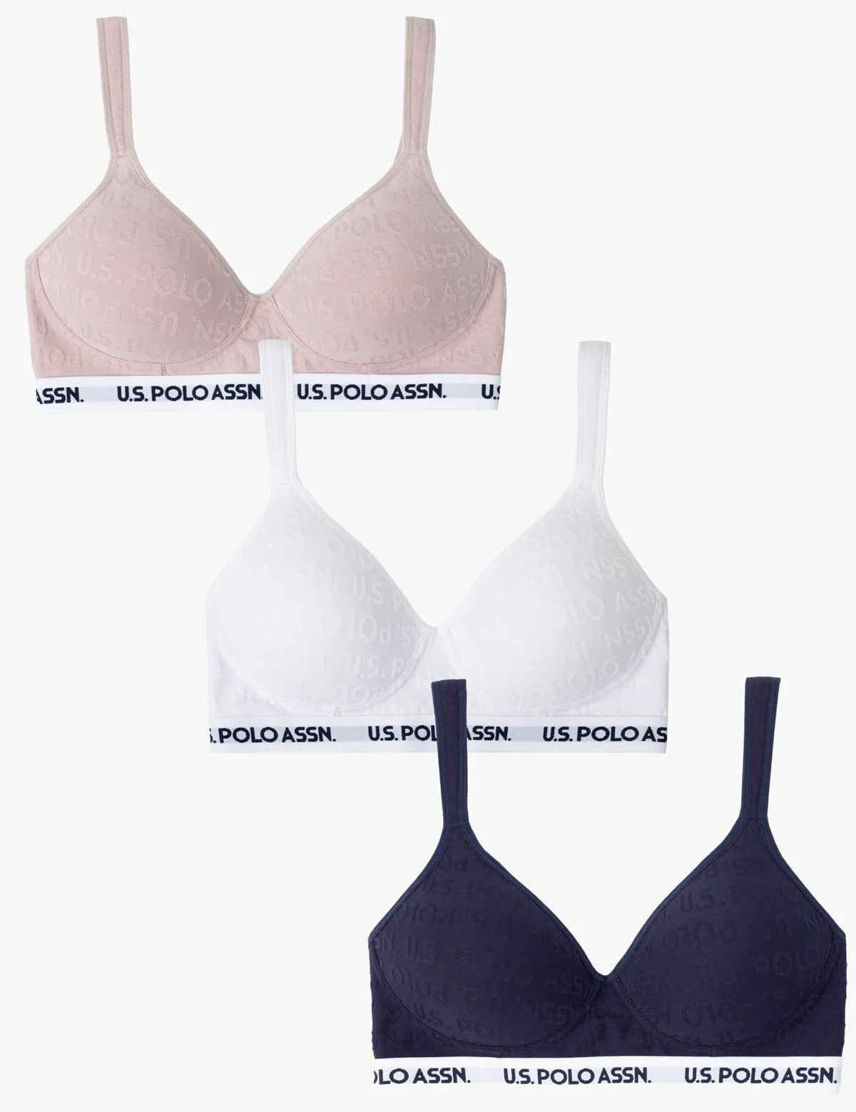 3PK ASSORTED JACQUARD BRANDED MOLDED CUP BRAS - Image 3