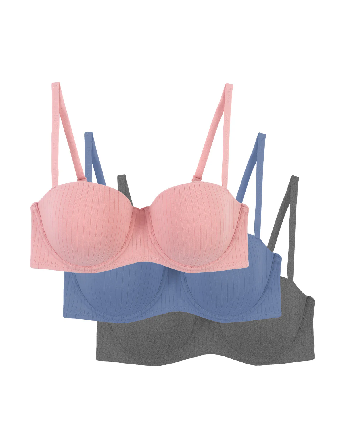 3PK COTTON RIBBED BRAS - Image 2
