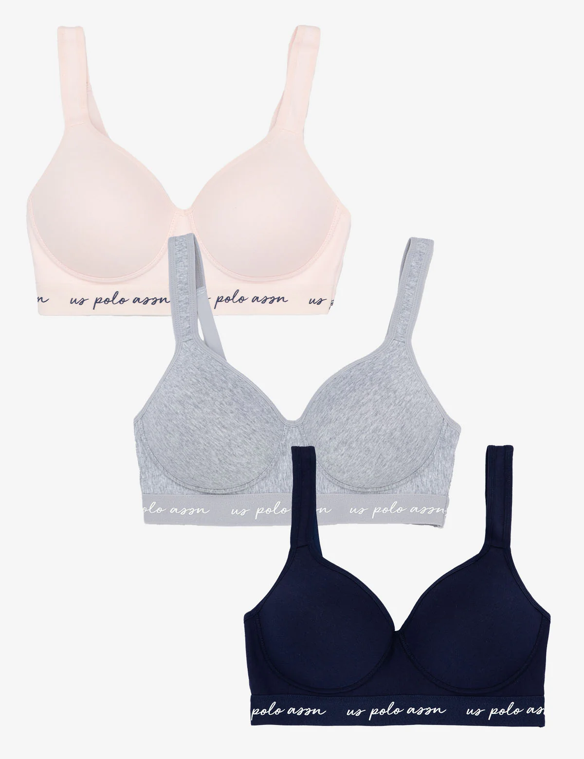 3PK MOLDED CUP CLOSED BACK BRAS WITH ADJUSTABLE STRAPS - Image 2