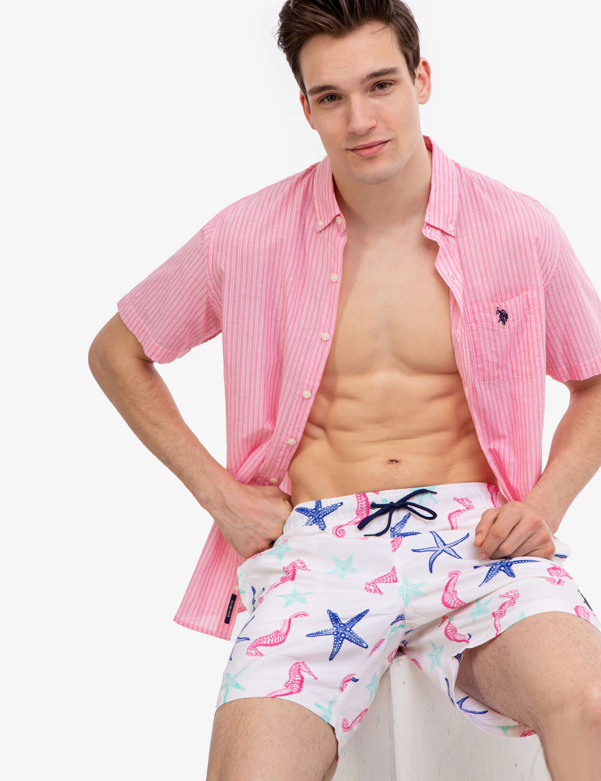 7" SEAHORSE AND STARFISH PRINT SWIM TRUNKS - Image 10
