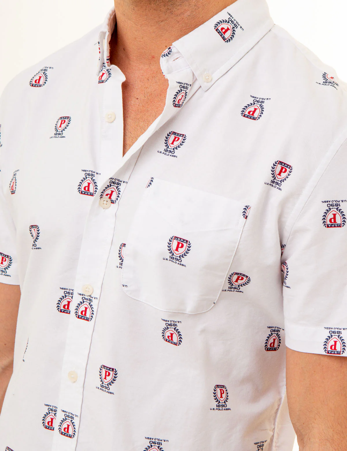 ALL OVER CREST PRINT OXFORD SHORT SLEEVE SHIRT - Image 3