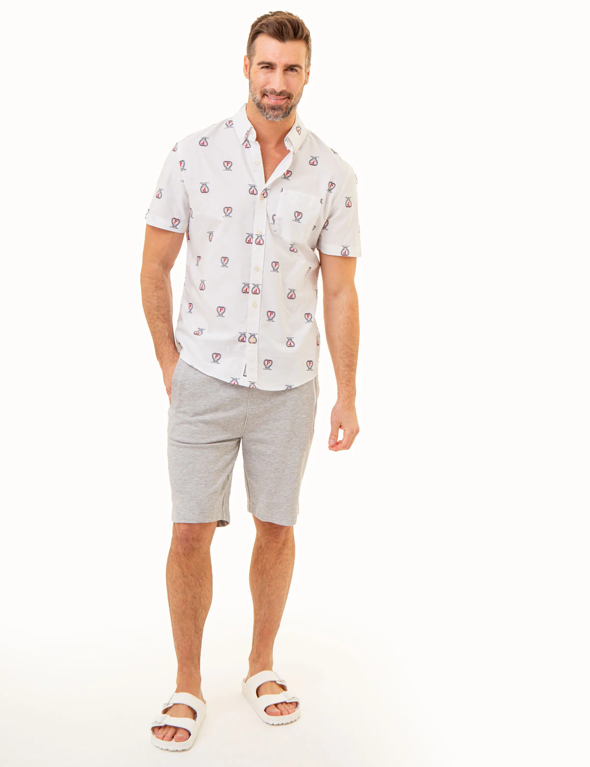 ALL OVER CREST PRINT OXFORD SHORT SLEEVE SHIRT - Image 4
