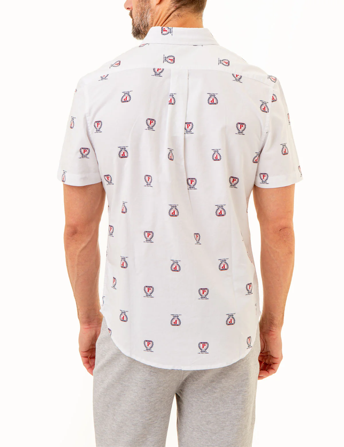 ALL OVER CREST PRINT OXFORD SHORT SLEEVE SHIRT - Image 5