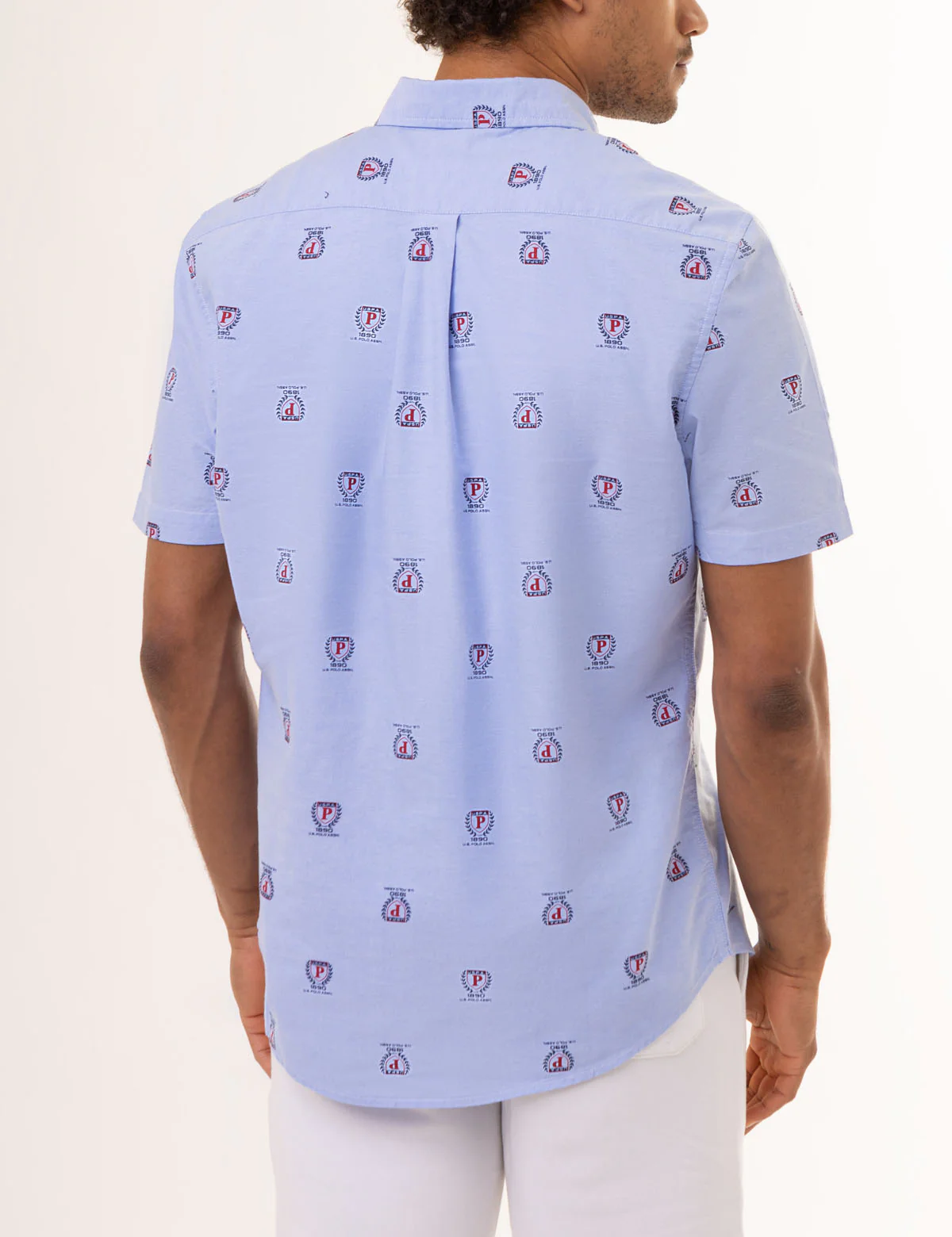 ALL OVER CREST PRINT OXFORD SHORT SLEEVE SHIRT - Image 8