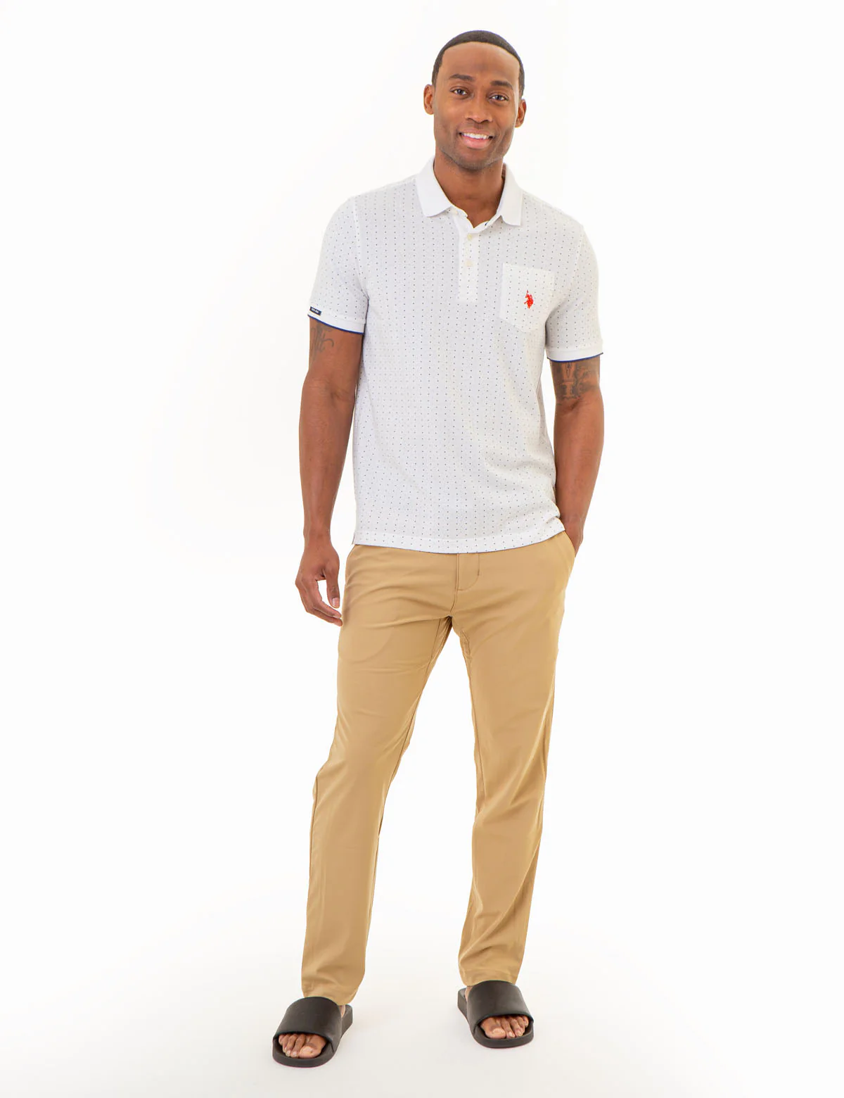 ALL OVER DOUBLE MINI DOT PRINT POLO SHIRT - Image 2