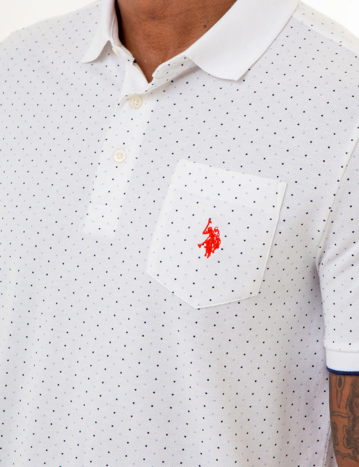 ALL OVER DOUBLE MINI DOT PRINT POLO SHIRT - Image 3