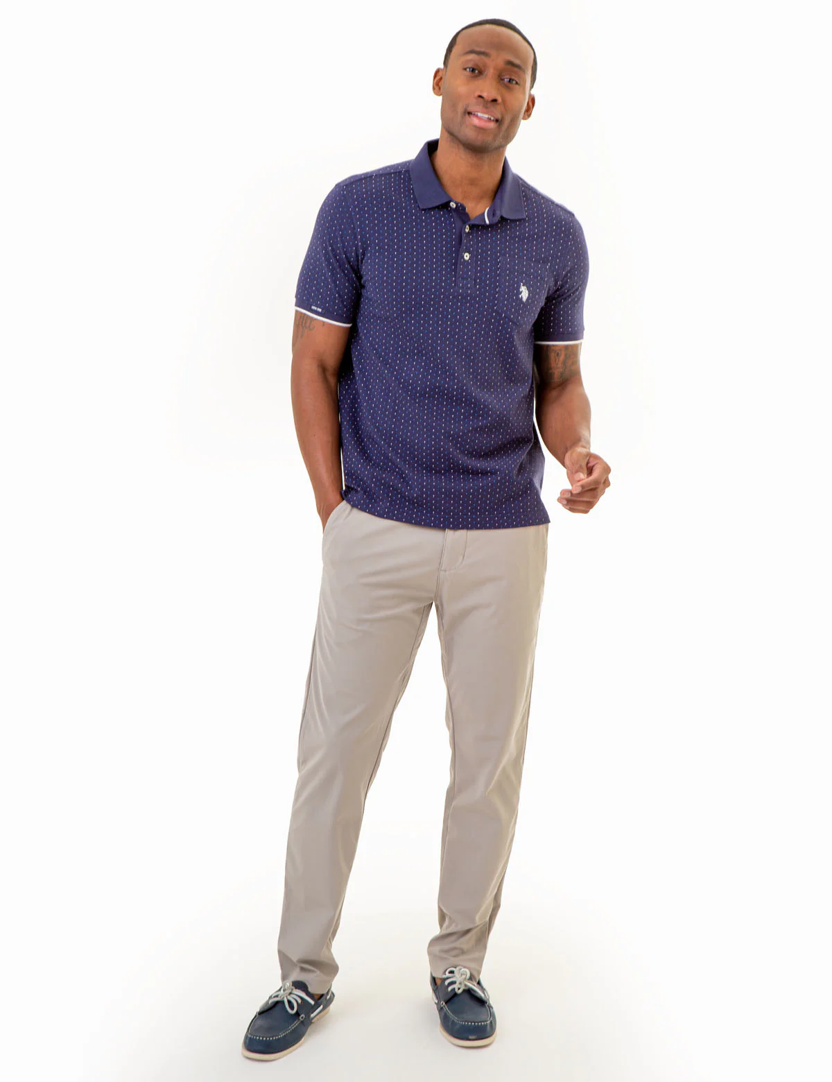 ALL OVER DOUBLE MINI DOT PRINT POLO SHIRT - Image 7