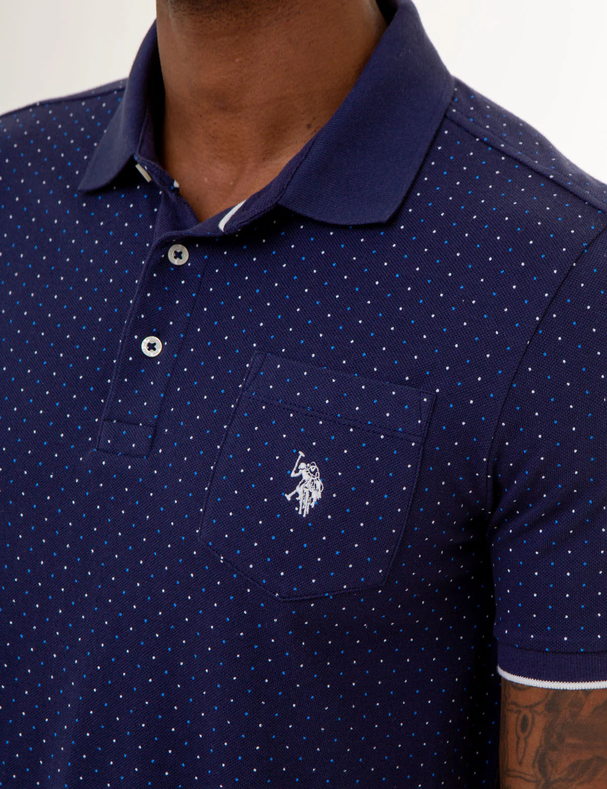 ALL OVER DOUBLE MINI DOT PRINT POLO SHIRT - Image 8