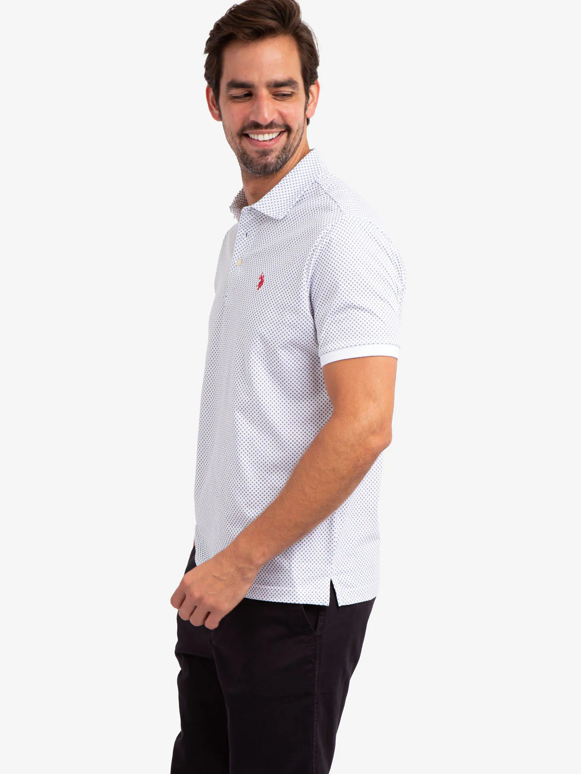 ALL OVER GEO PRINT JERSEY POLO SHIRT - Image 4