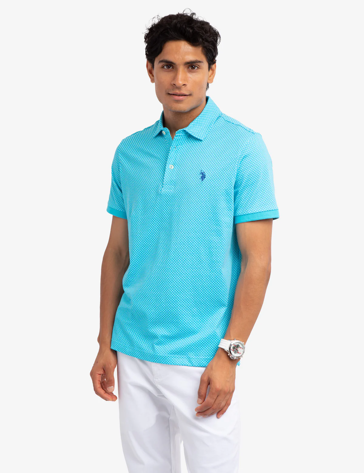 ALL OVER GEO PRINT JERSEY POLO SHIRT - Image 6