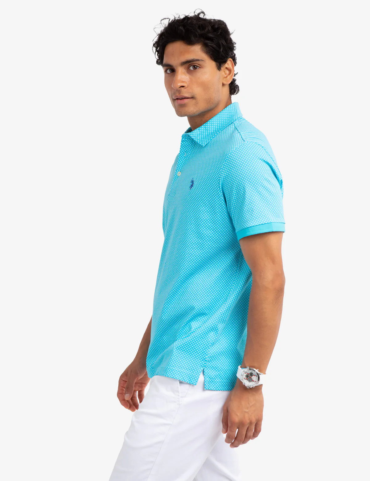 ALL OVER GEO PRINT JERSEY POLO SHIRT - Image 8
