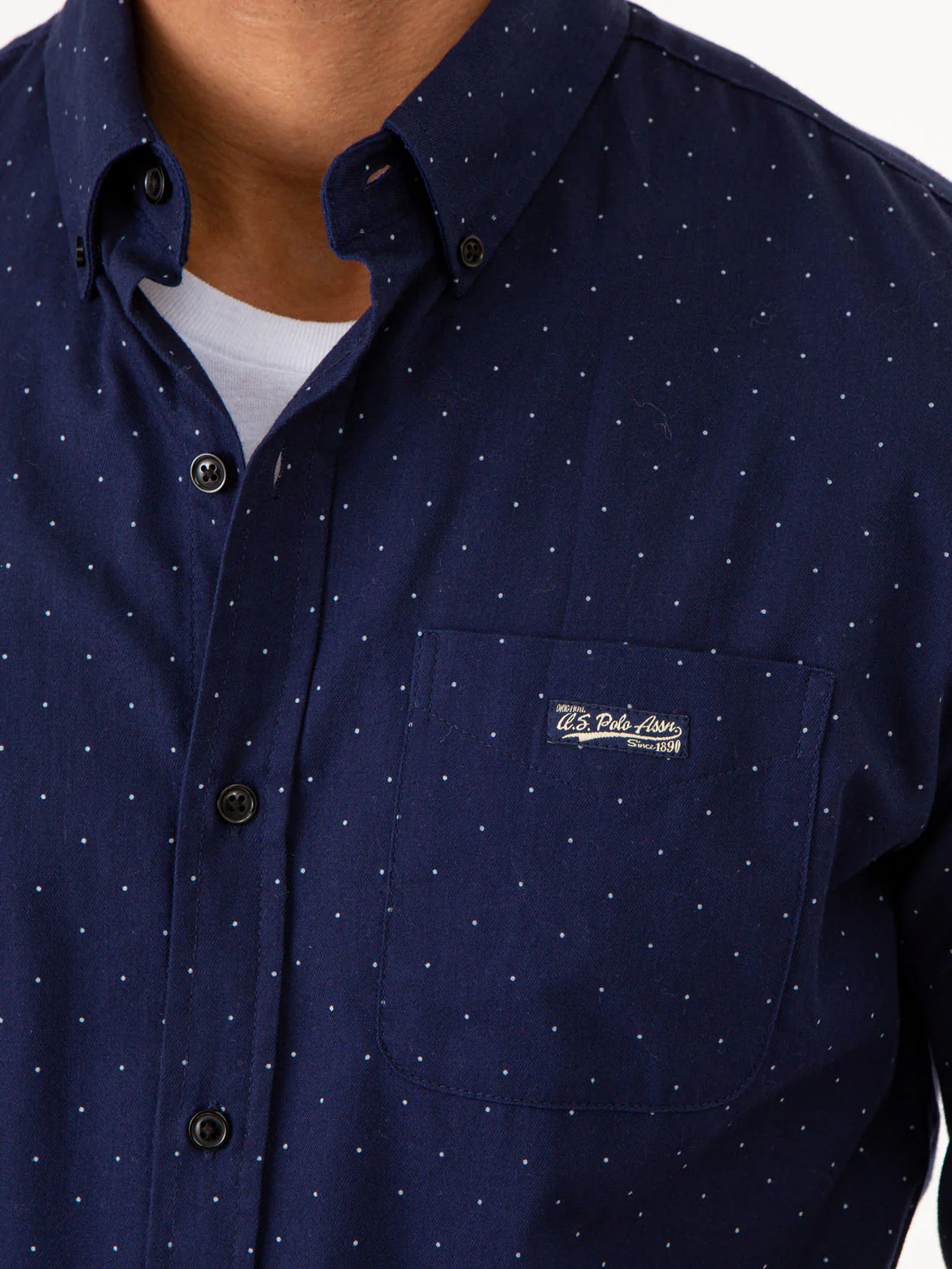 ALLOVER PIN DOT LONG SLEEVE SHIRT WITH POCKET - Image 2