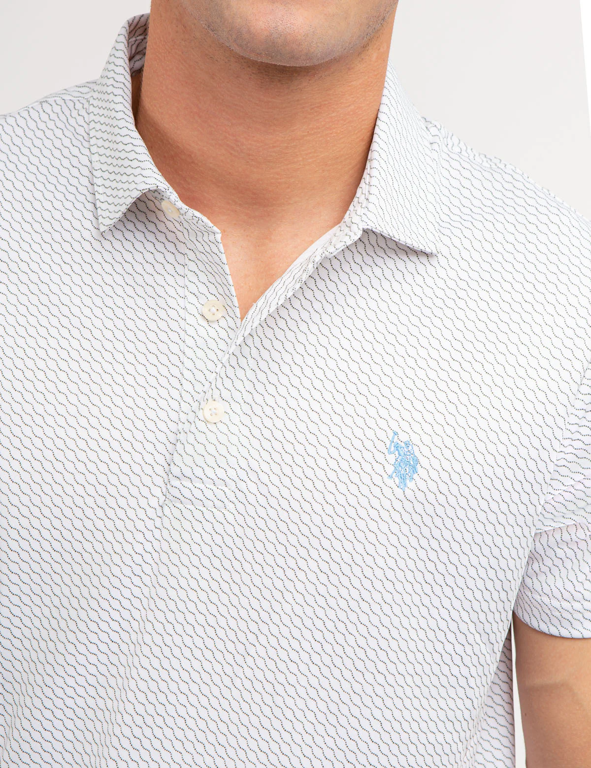 ALLOVER WAVE PRINT INTERLOCK POLO SHIRT - Image 2