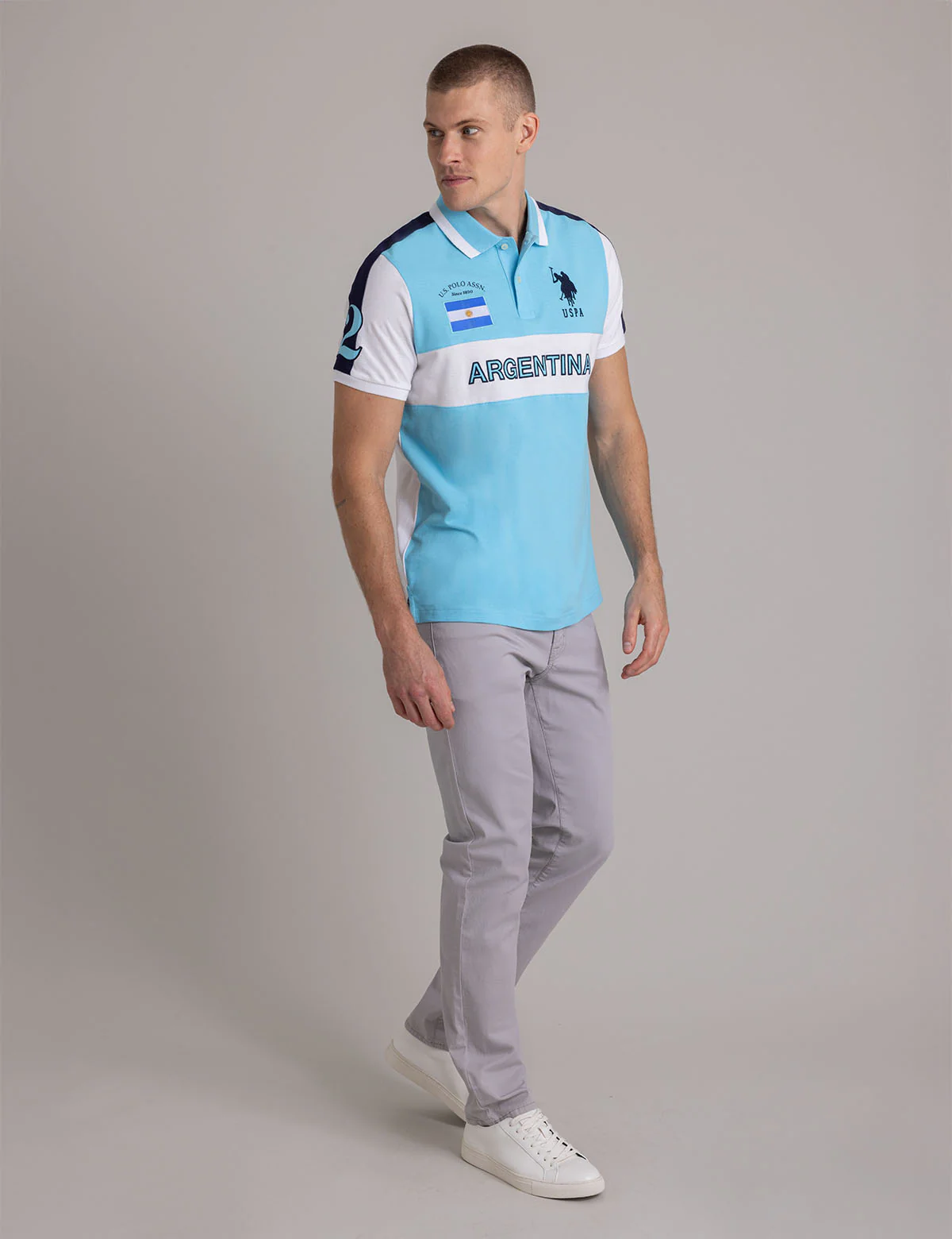 ARGENTINA COLOR BLOCK PIQUE POLO SHIRT - Image 2