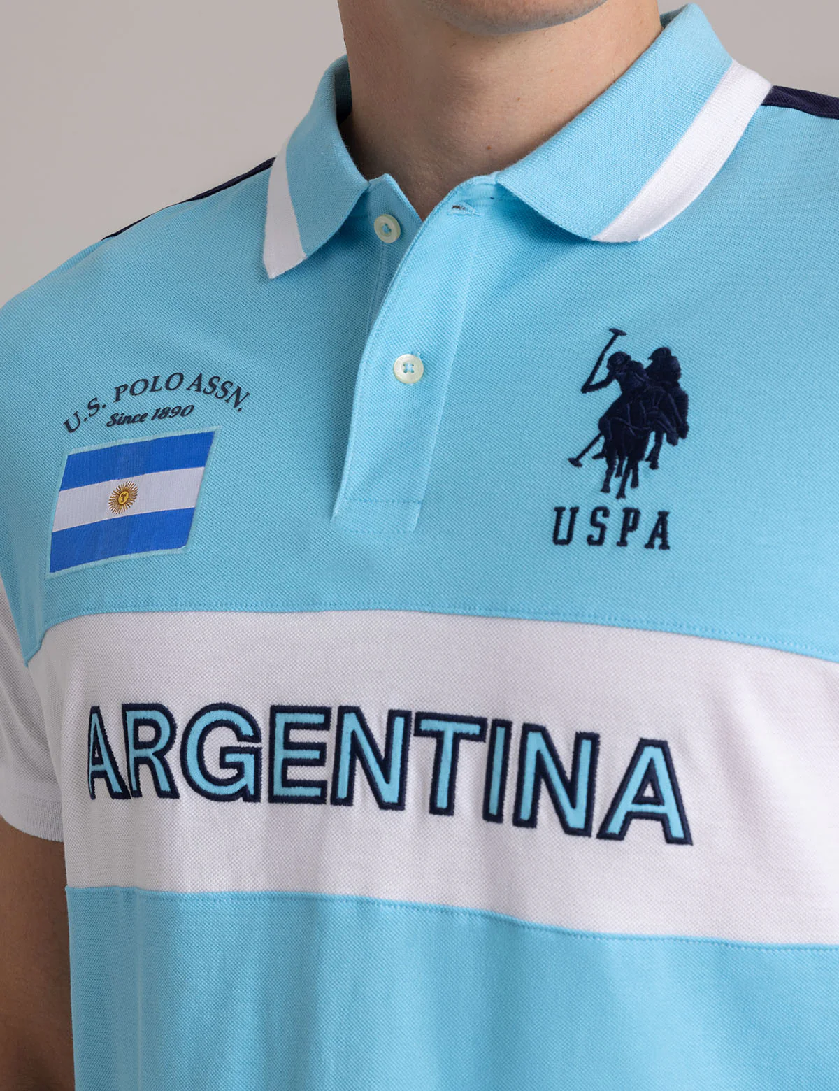 ARGENTINA COLOR BLOCK PIQUE POLO SHIRT - Image 3