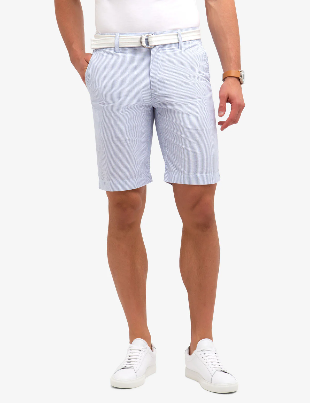 BELTED VERTICAL STRIPED SHORTS - Image 4
