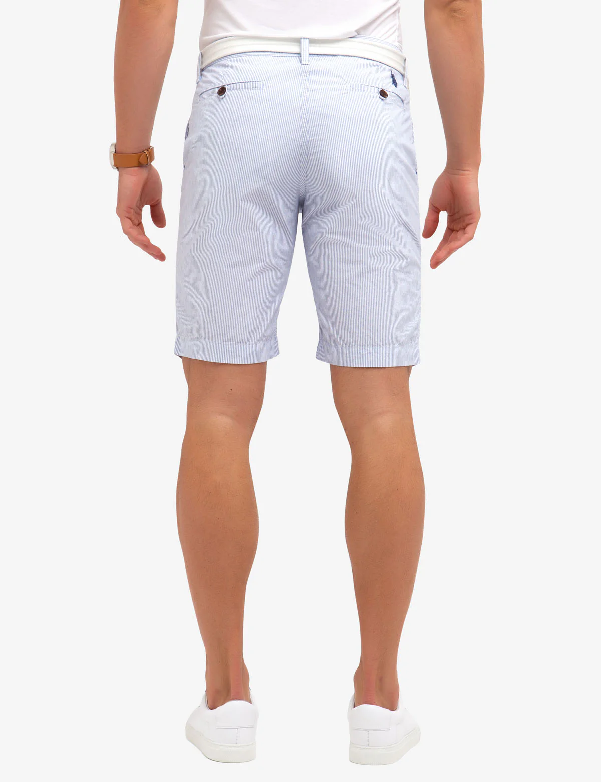 BELTED VERTICAL STRIPED SHORTS - Image 7