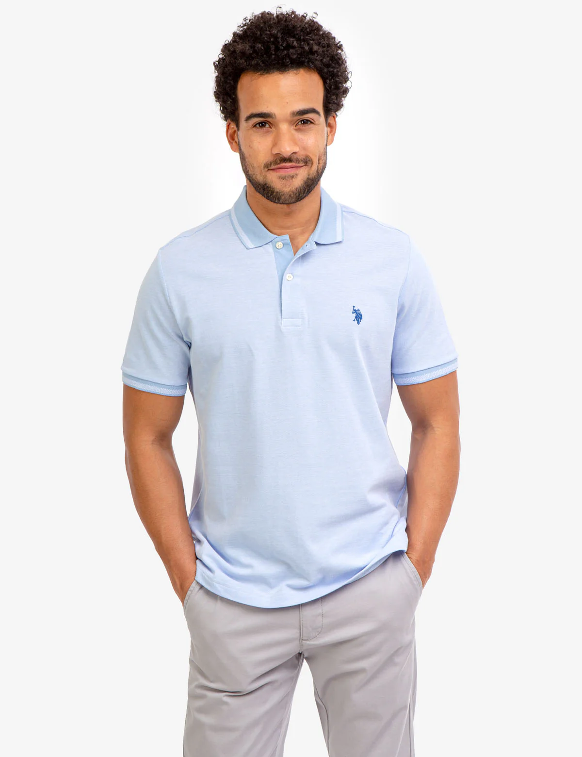 BIRDSEYE CONTRAST COLLAR POLO SHIRT - Image 11