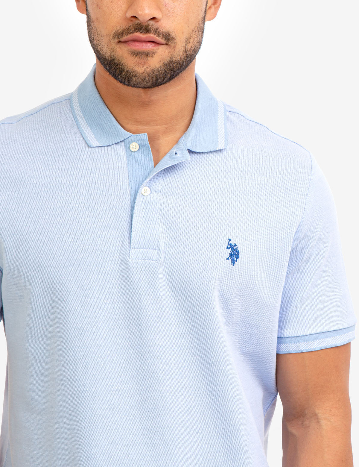 BIRDSEYE CONTRAST COLLAR POLO SHIRT - Image 13