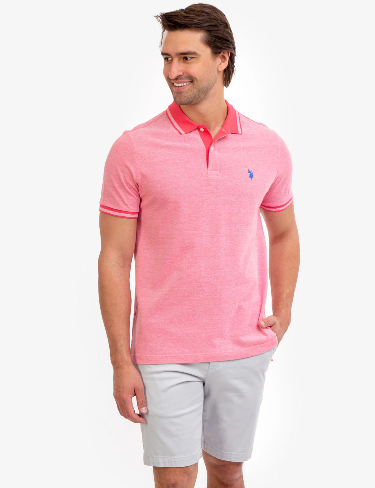 BIRDSEYE CONTRAST COLLAR POLO SHIRT - Image 16