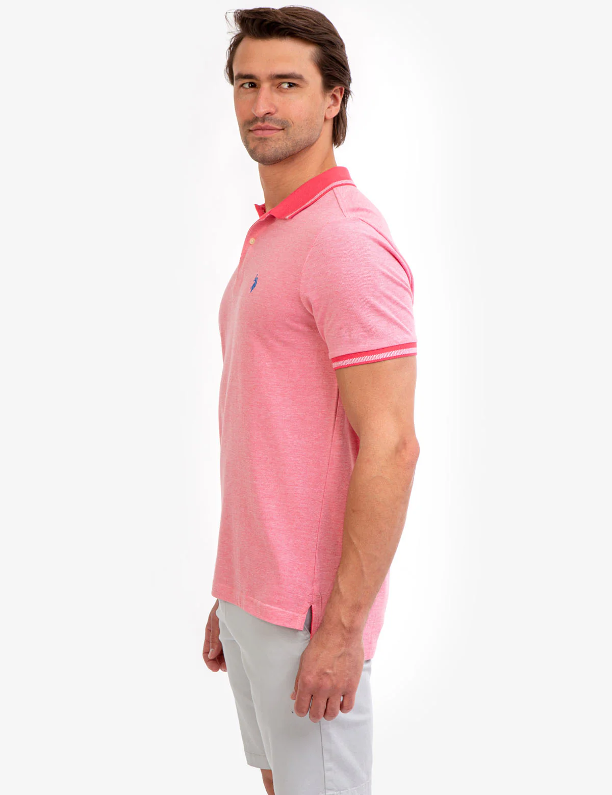 BIRDSEYE CONTRAST COLLAR POLO SHIRT - Image 19