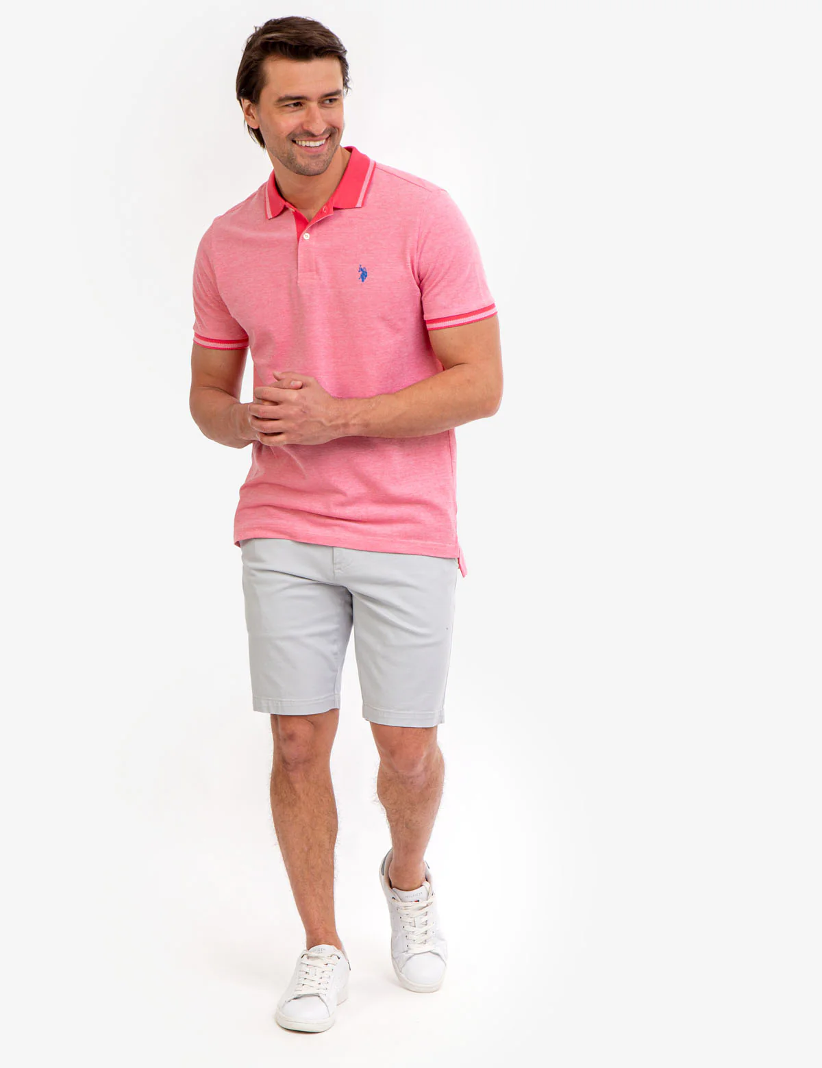 BIRDSEYE CONTRAST COLLAR POLO SHIRT - Image 21