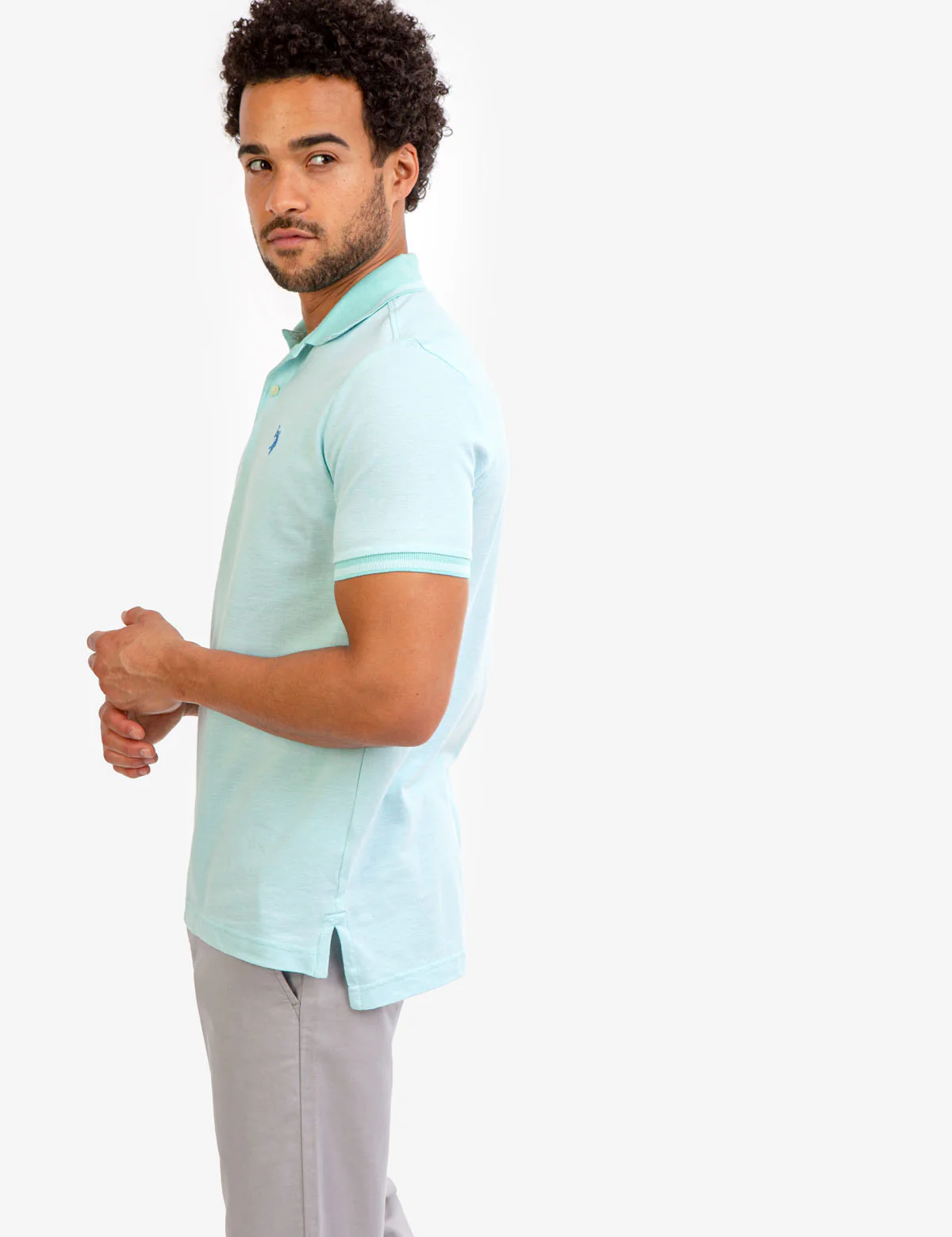 BIRDSEYE CONTRAST COLLAR POLO SHIRT - Image 4