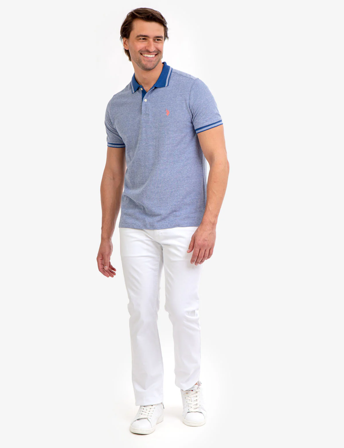 BIRDSEYE CONTRAST COLLAR POLO SHIRT - Image 7