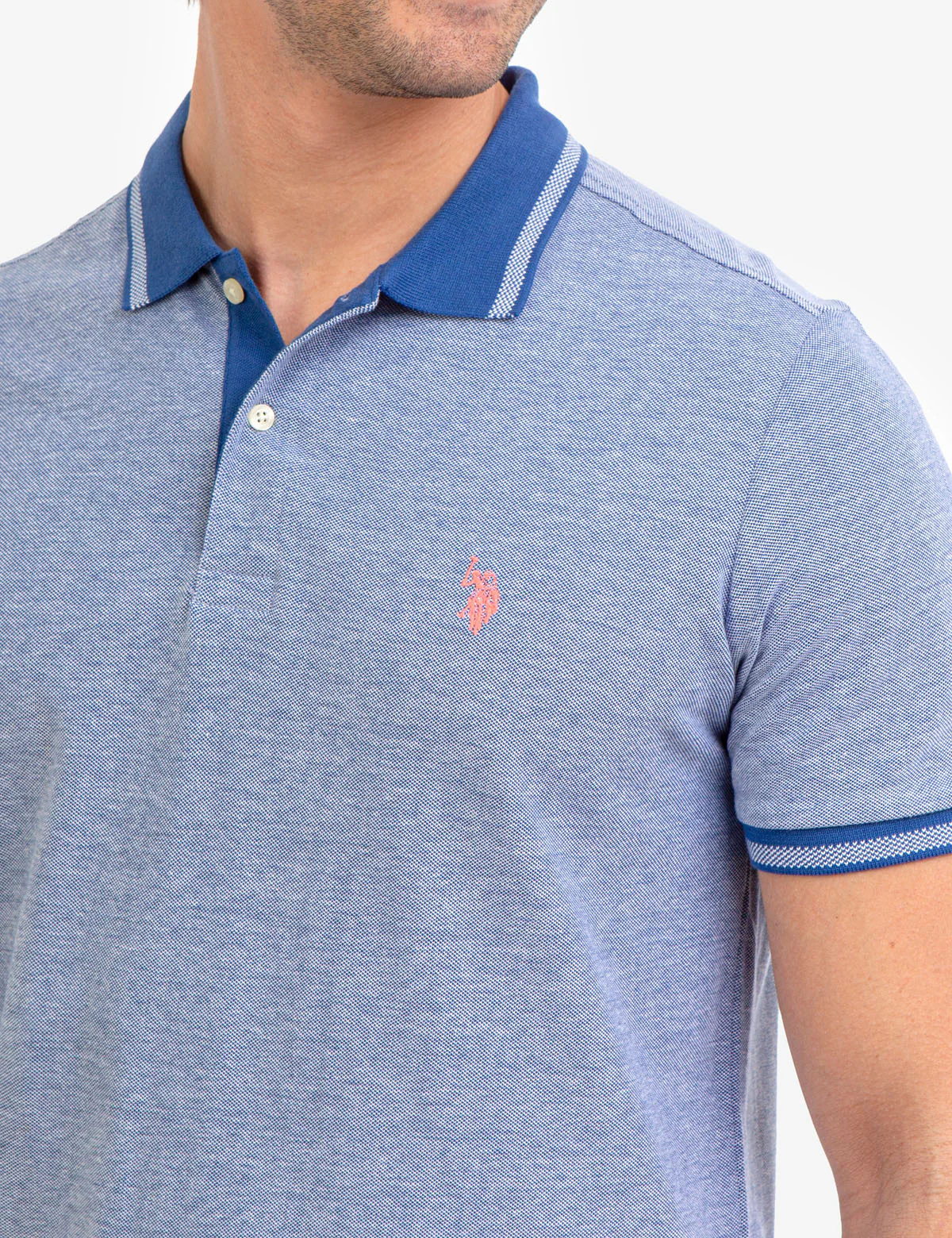 BIRDSEYE CONTRAST COLLAR POLO SHIRT - Image 8