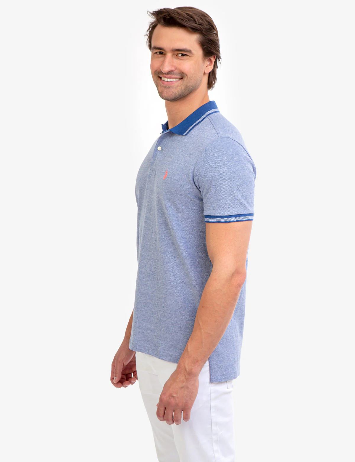 BIRDSEYE CONTRAST COLLAR POLO SHIRT - Image 9