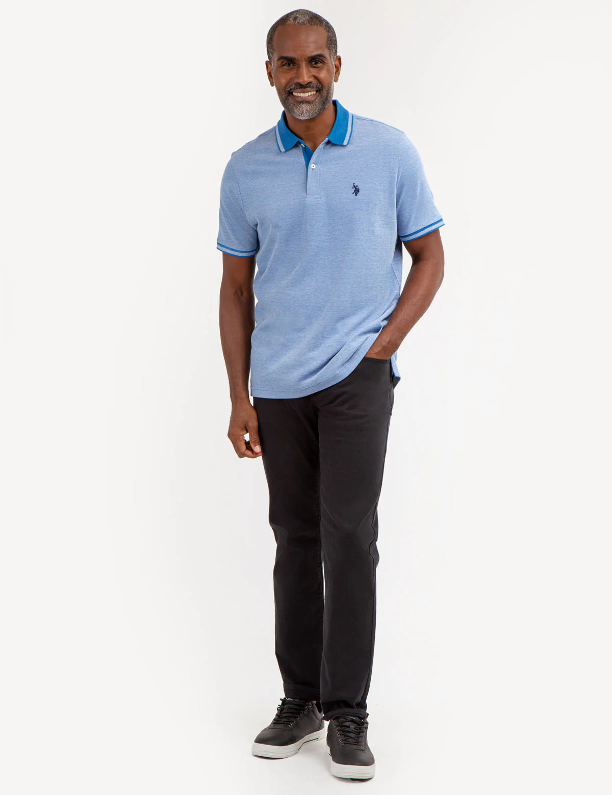 BIRDSEYE CONTRAST COLLAR POLO SHIRT - Image 11