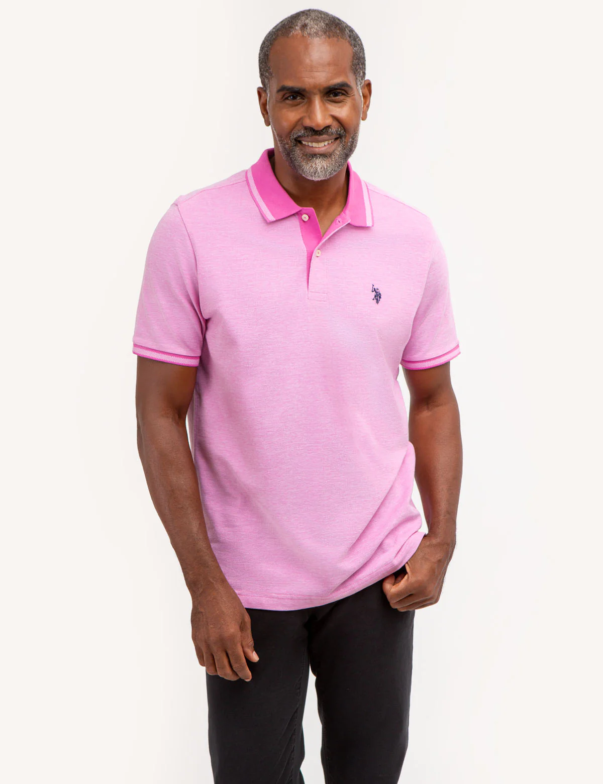 BIRDSEYE CONTRAST COLLAR POLO SHIRT - Image 13