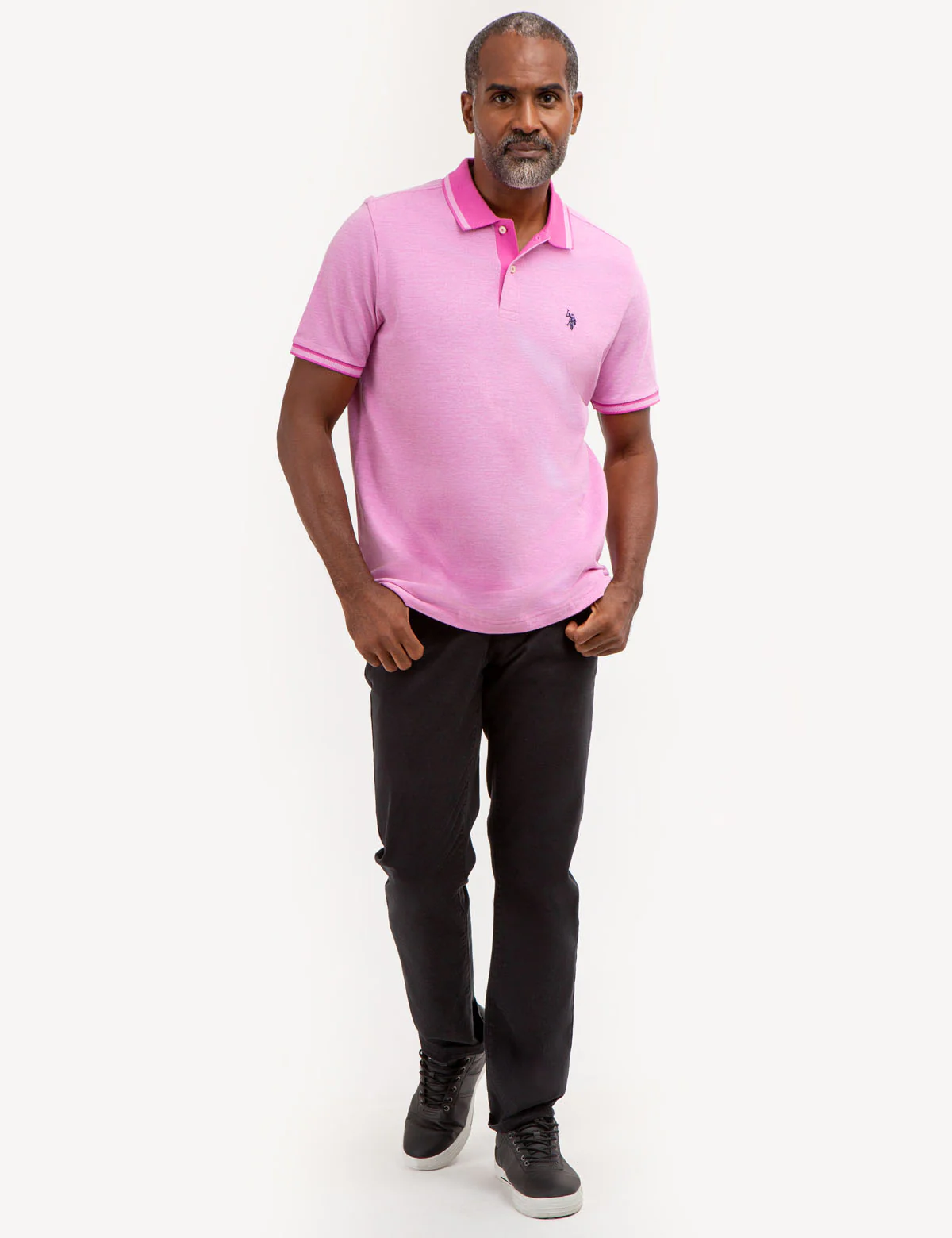 BIRDSEYE CONTRAST COLLAR POLO SHIRT - Image 14