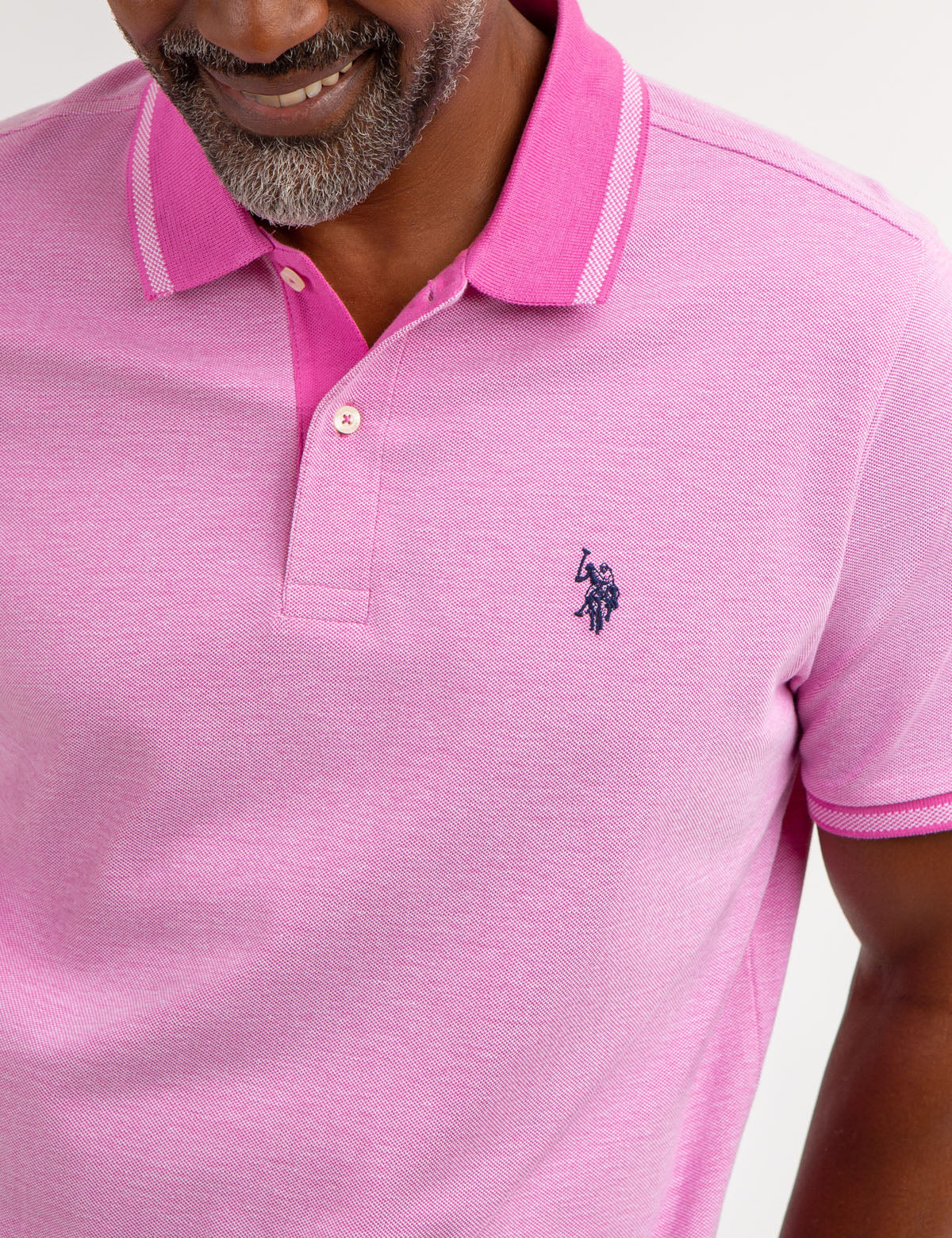 BIRDSEYE CONTRAST COLLAR POLO SHIRT - Image 16