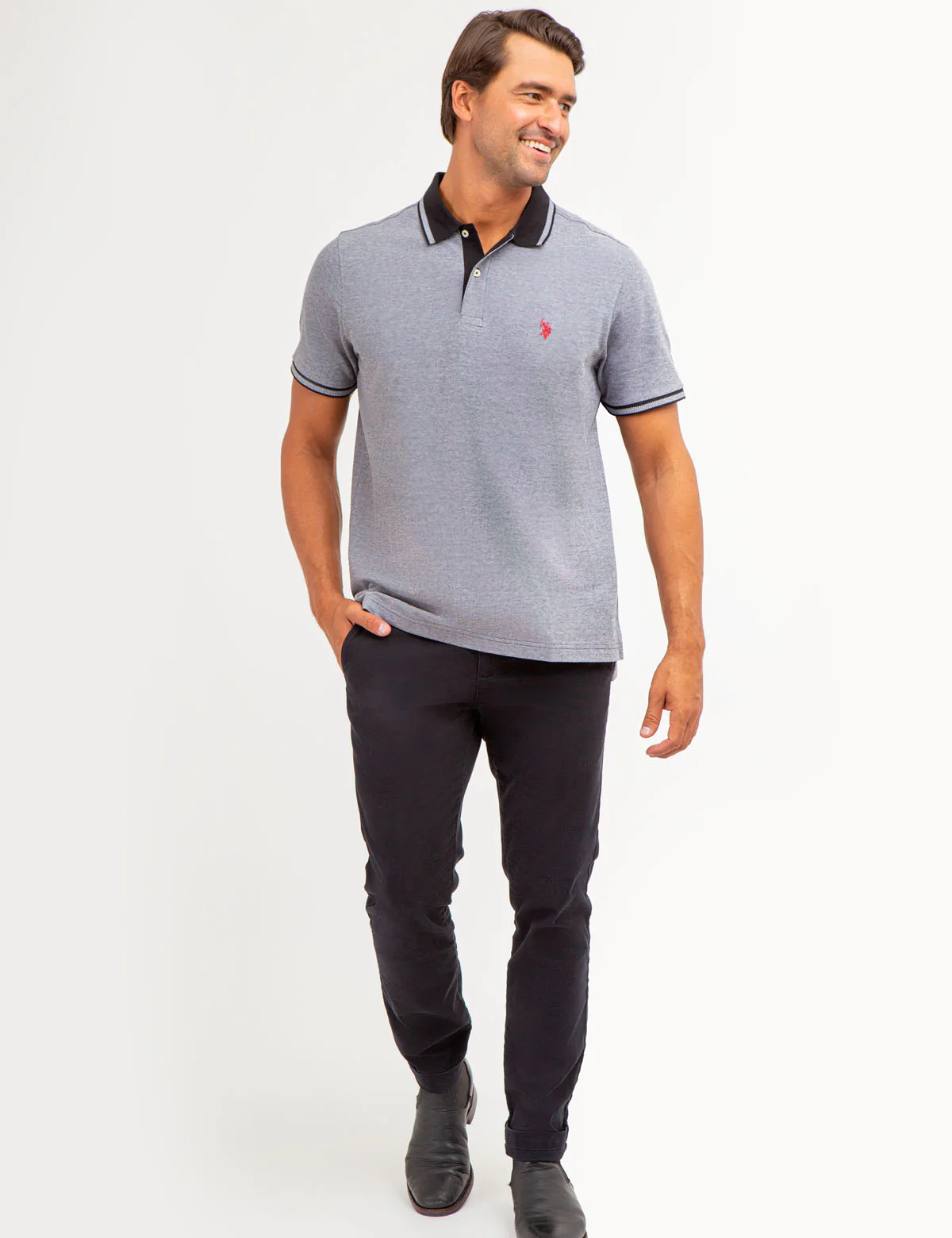 BIRDSEYE CONTRAST COLLAR POLO SHIRT - Image 2