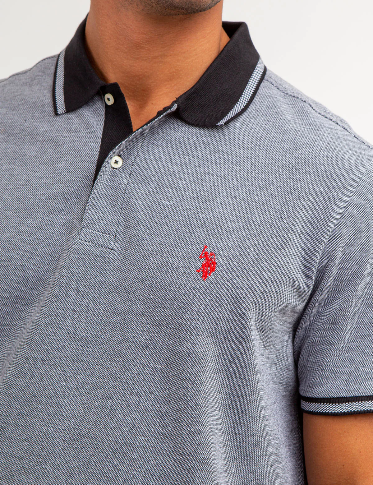 BIRDSEYE CONTRAST COLLAR POLO SHIRT - Image 5