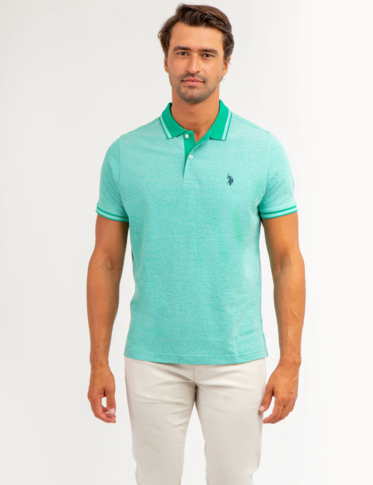 BIRDSEYE CONTRAST COLLAR POLO SHIRT - Image 6