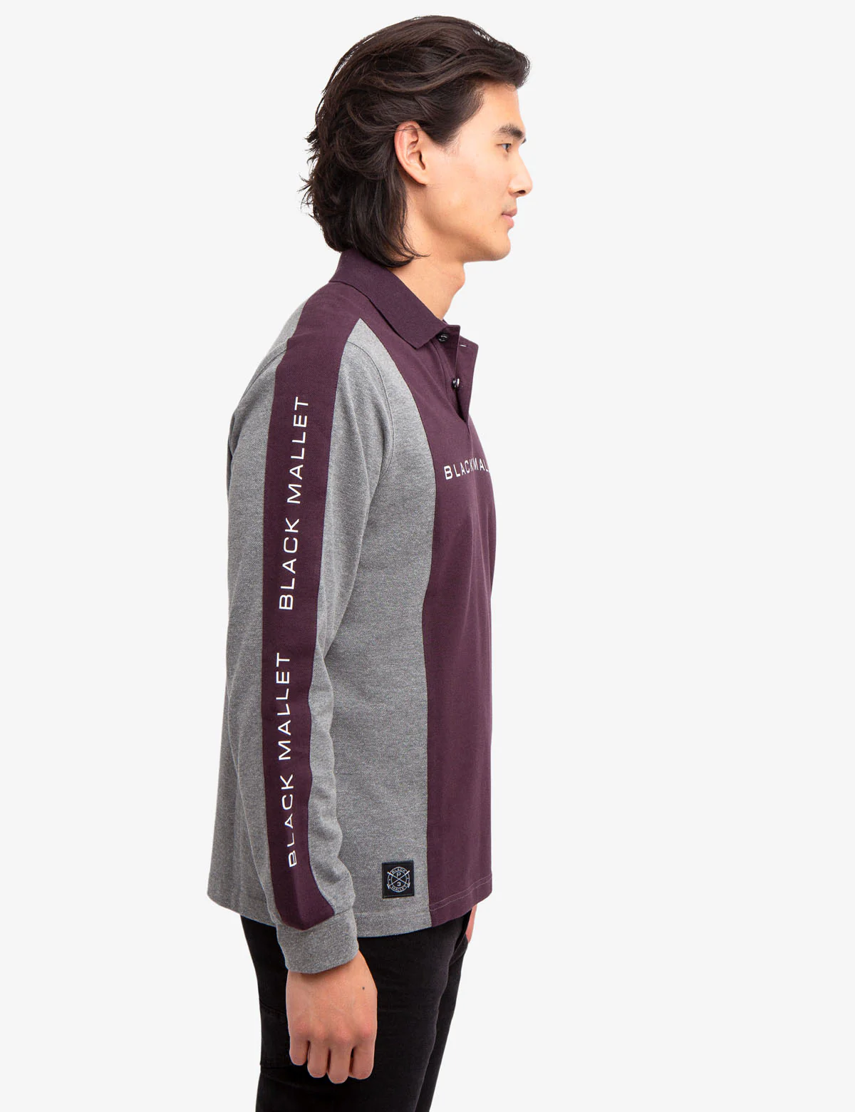 BLACK MALLET COLORBLOCK LONG SLEEVE POLO SHIRT - Image 6