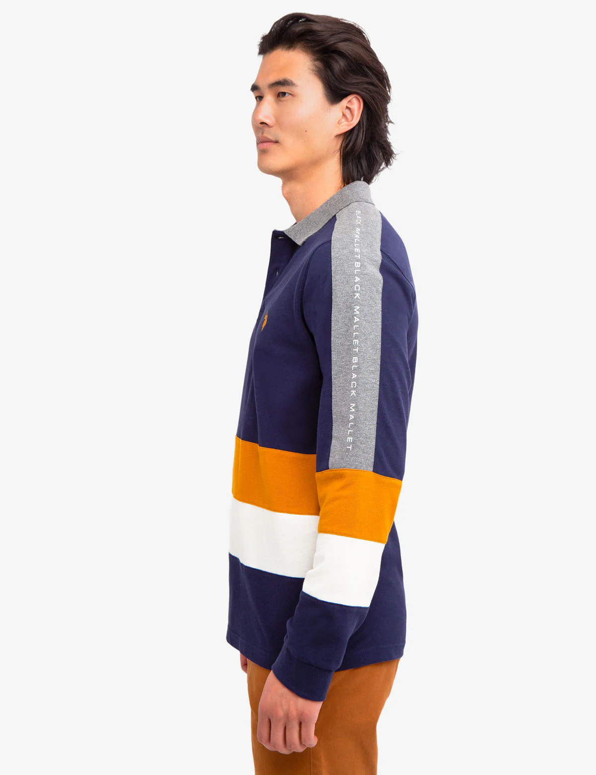 BLACK MALLET COLORBLOCK LONG SLEEVE POLO SHIRT - Image 3